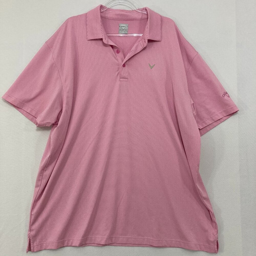 Callaway size 2X Pink Striped‎ Opti-Dri Short Sleeve Activewear Polo Shirt